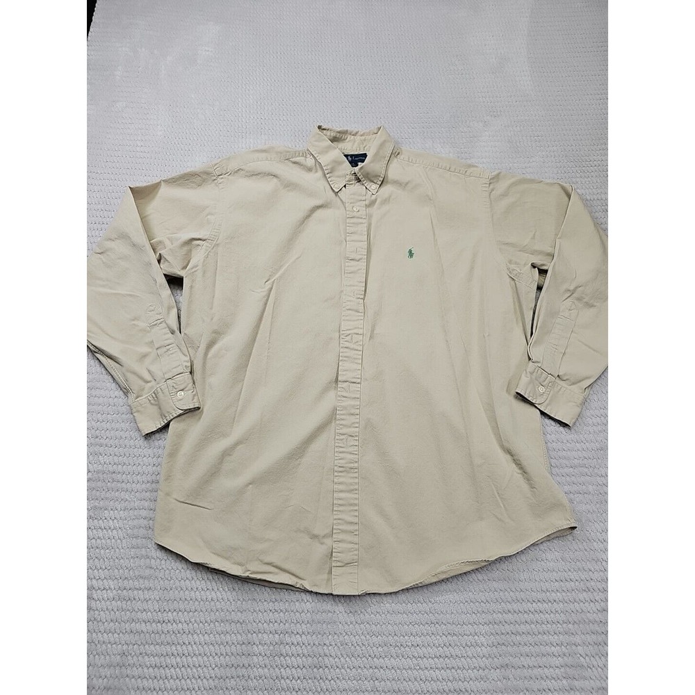 Ralph Lauren Shirt Mens XL Blake Button Down Beige Dress Casual